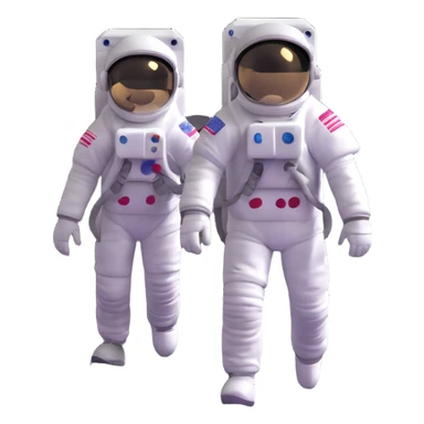 astronaut walking on the moon surface with lunar landscape sticker