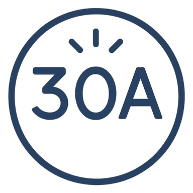 clean and simple icon of the 30A logo, minimal, flat, suitable for branding sticker