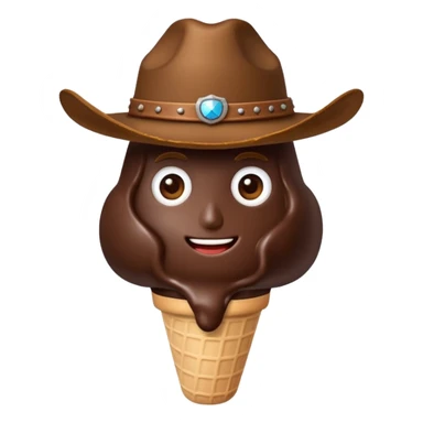 Chocolate ice cream with a cowboy hate on top sticker