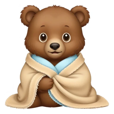 baby Grizzly holding a blankie and wearing a diaper sticker