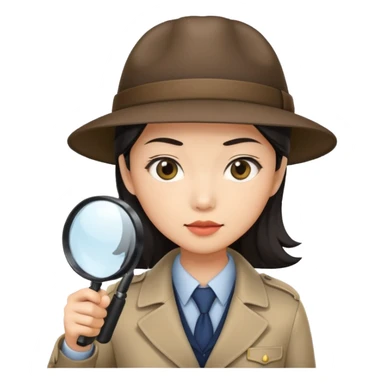 female detective, asian, magnifying glass sticker