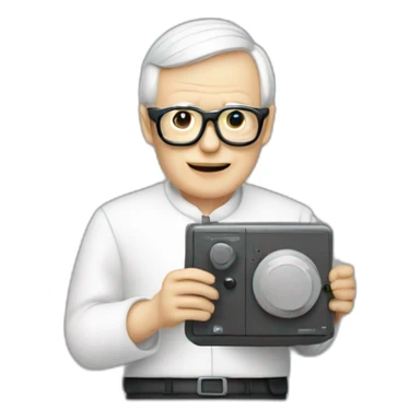 dieter rams holding a font sticker