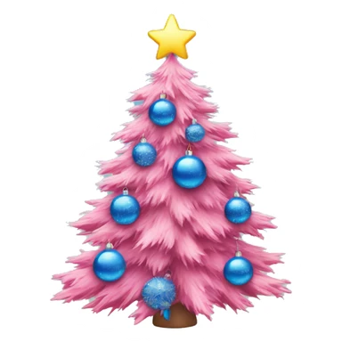 Pink christmas tree with blue ornaments sticker