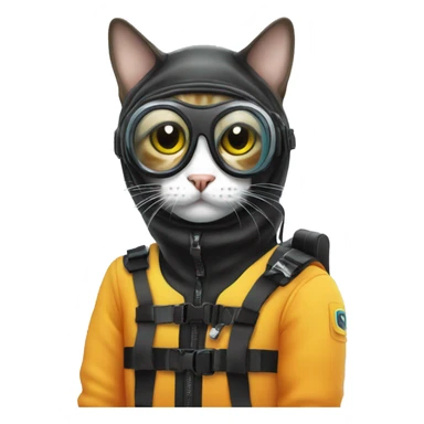 cat wearing scuba stuff sticker