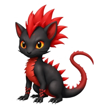 Shiny Fiery gothic evil black and red salandit-Liten-torracat with a red Mohawk  sticker