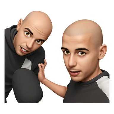bald boys in realistic setting sticker