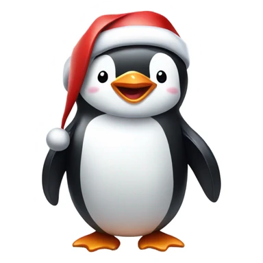 cute smiling happy penguin with santa hat on sticker