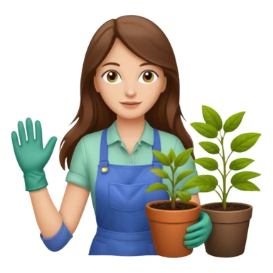 waves long brown hair white  woman Gardening sticker