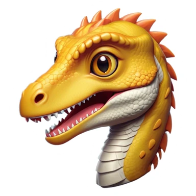 Cinematic Cute Velociraptor Portrait Emoji, Head tilted playfully with a mischievous grin, featuring a compact, agile form with bright, sparkling eyes and a slightly curved snout full of playful charm, Simplified yet irresistibly adorable features, highly detailed, glowing with a warm, inviting prehistoric glow, high shine, affectionate and lively, stylized with a touch of whimsical dinosaur mischief, soft glowing outline, capturing the essence of a mischievous yet endearing Velociraptor that seems as if it could dart out of the screen into your arms! sticker