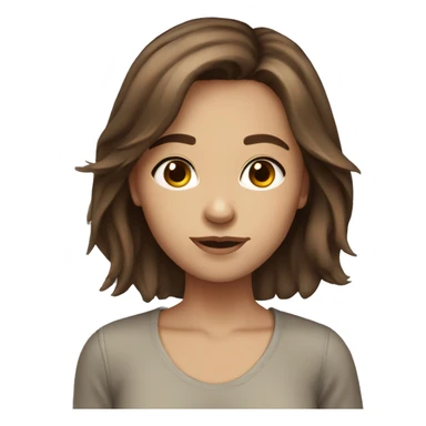 girl layered medium length brown hair short thin brown eyes sticker