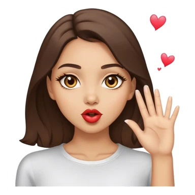 Light skin brunette with light brown eyes blowing a kiss  sticker