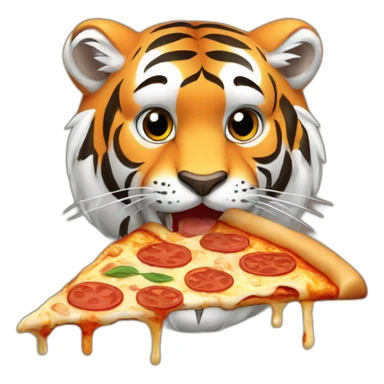 tiger eating pizza sticker