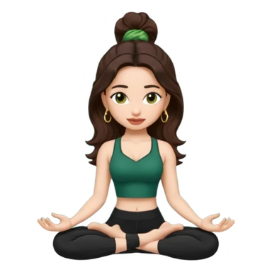 pretty bratz genmoji that looks like tamannah bhatia (bollywood actress), wearing a dark green sweetheart neckline top, dark brown hair, light makeup, no necklace, dangly earrings, side hair part, dark brown eyes, doing yoga sticker