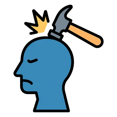 head being hit by a hammer colored icon sticker