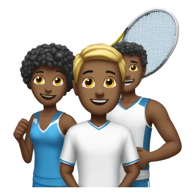 tall fit boy playing tennis with 2 others sticker