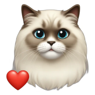 Himalayan cat in red heart sticker