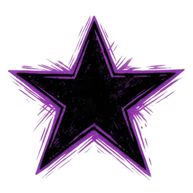 emo style black and purple black star, no background sticker