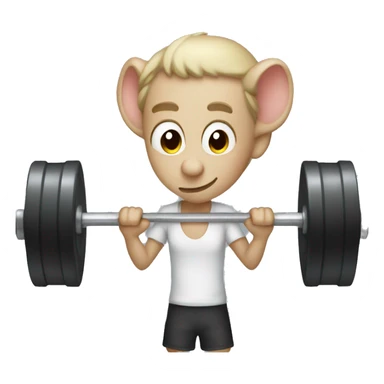 Create an emoji of a person lifting weights that looks like a rat sticker