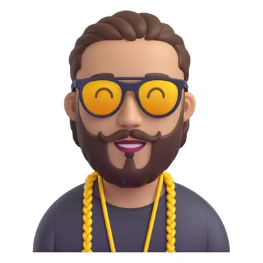 portrait of a man with short braids, trimmed beard, wearing sunglasses, 3D emoji style, inspired by the reference photo sticker