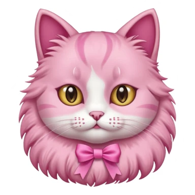 cute pink cat with a ribbon as necklace sticker