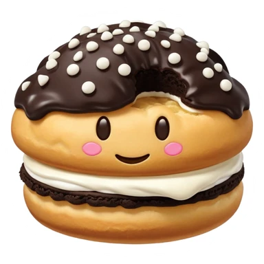 oreo cookie cream puff, simplified, clear, emoji-like sticker