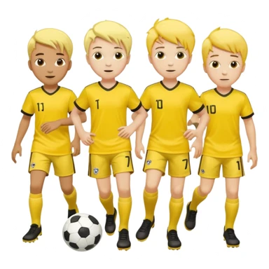 boys play soccer in yellow dress, yellow shrits, yellgow socks. others colors hair sticker