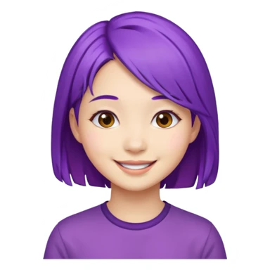 purple haired girl, asian sticker