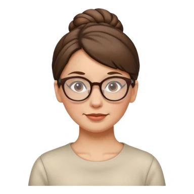 woman with brown hair in a bun and glasses, white European slightly older sticker