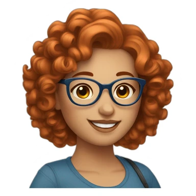 pretty curvy girl with curly copper hair and blue glasses saying hola sticker