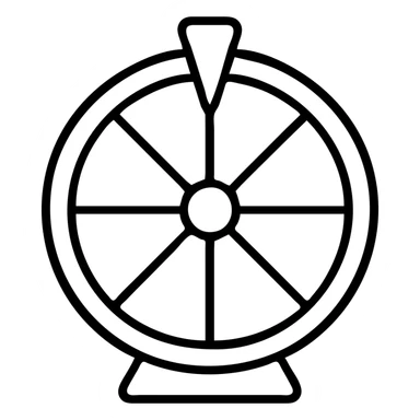 Fortune wheel with segmented sections and a spinner pointer sticker