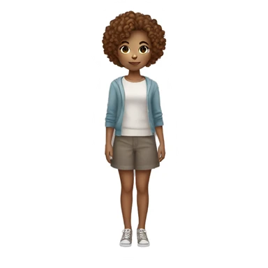 girl with short curly hair holding color circle. sticker