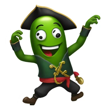 A dancing pirate pickle sticker