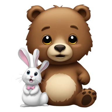 Grizzly bear with Bunny sticker