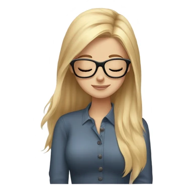 White girl, blonde hair, eyes closed, wearing glasses hugs Yorkshire terrier  sticker