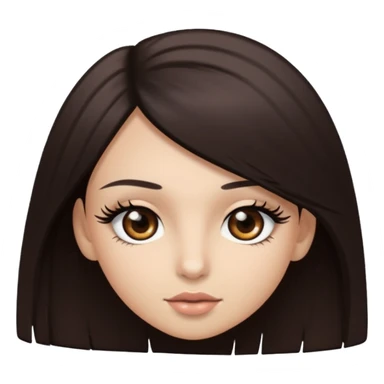 straight hair dark brown eyes and long lashes with and light  skin sticker