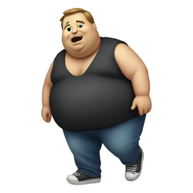 Morbidly obese man rolling along sticker