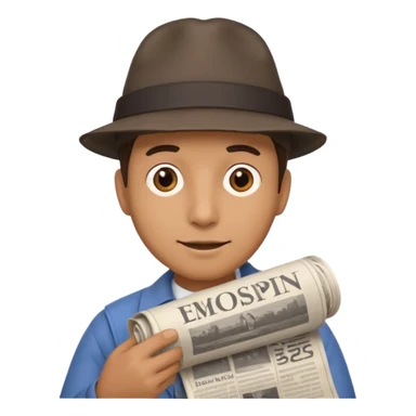 man with rolled newspaper sticker