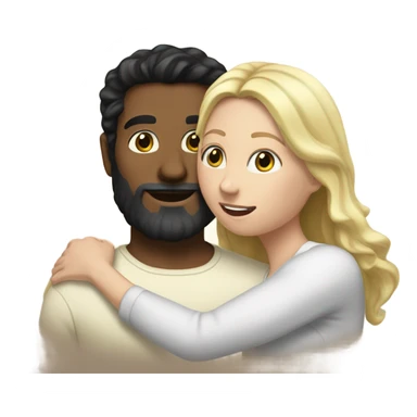 White man BLACK beard and BLACK hair hugging white woman with long blonde hair sticker