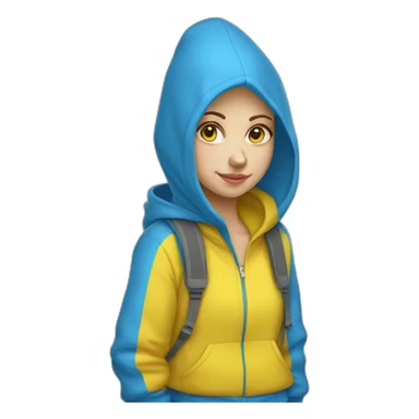 Ukrainian girl in blue and yellow hoodie sticker