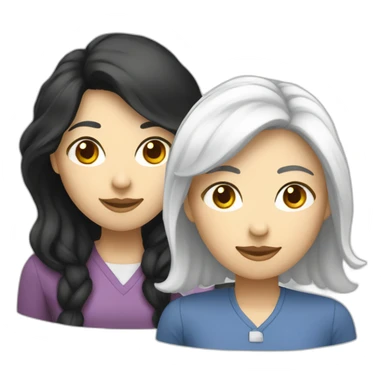 two senior software developer female friends with black hair and white skin sticker