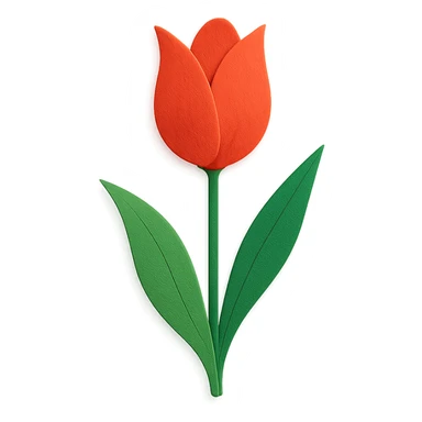 single tulip, layered paper details, elegant shape, vivid color sticker