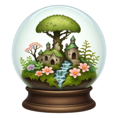 Mystical woodland glass-dome-terrarium-globe with moss inside, with bones inside, and flowers inside  sticker