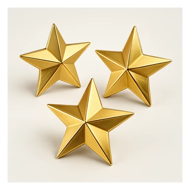 three flat gold stars, not touching, gold objects style sticker
