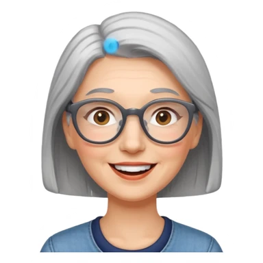 happy woman with gray hair and glasses sticker