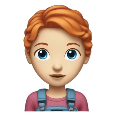 blue-eyed red-haired girl with 3d printer sticker