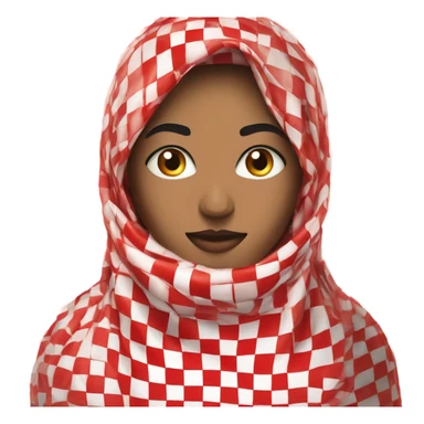 Woman wearing red and white checkered kuffiyeh covering mouth sticker