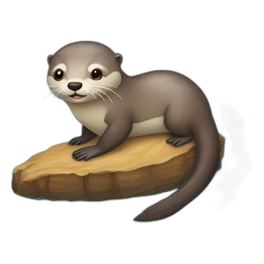 une loutre sur une tortu sticker