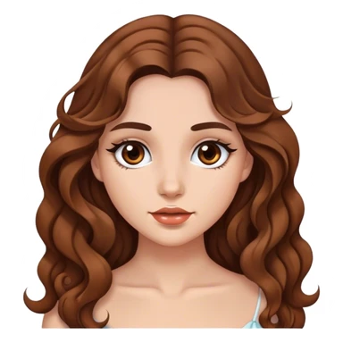 Beautiful girl,brown hair,wavy hair，long hair,Black eyes, European  sticker