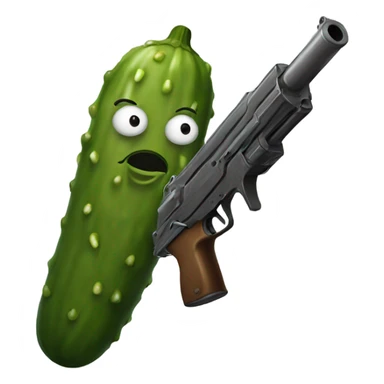 Pickle with a gun sticker