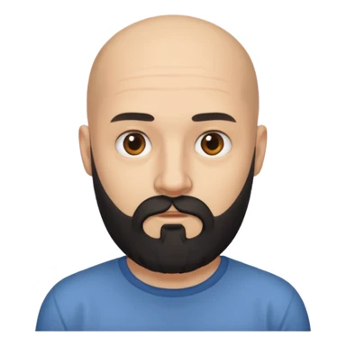 black long beard bald man with shirt sticker